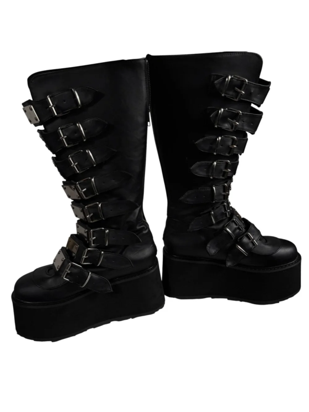 Demonia Cult Damned Platform Combat Military Punk Moto Boots Women's 8 Black
